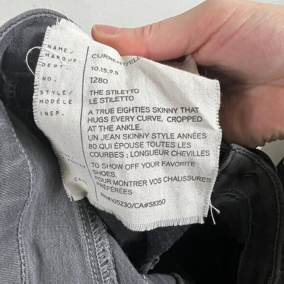 Current/Elliott THE STILETTO SKINNY JEAN gray ankle length - Picture 10 of 11